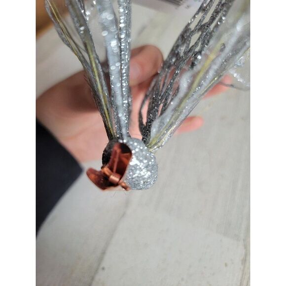 Large silver glitter butterfly clip-on ornament Xmas spring - Picture 8 of 10